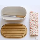 Juego de panera 4 en 1 de bambú y metal color crema - Crema, Beige