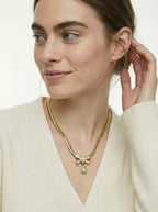Collier Vintage Givenchy — Lazo Esmalte Marfil & Gota De Cristal