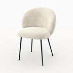 Bloomy - Chaise En Velours Chenillé Écru Et Métal Noir