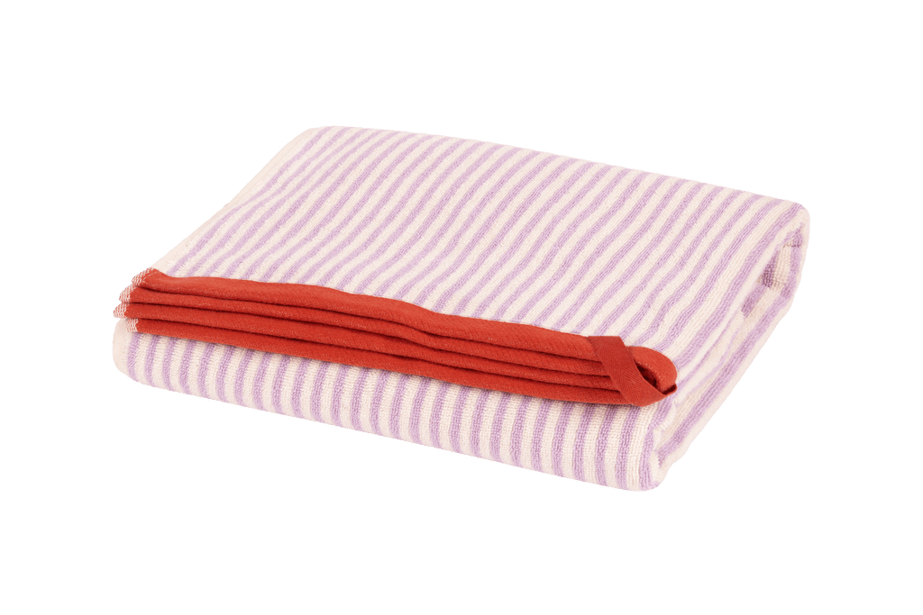 Gobo Bath Towel - Pastel Lilac / Narrow Stripes