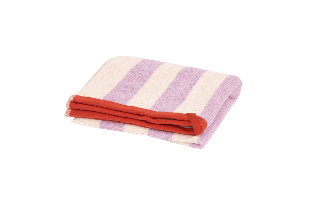 Gobo Hand Towel - Pastel Lilac / Wide Stripes