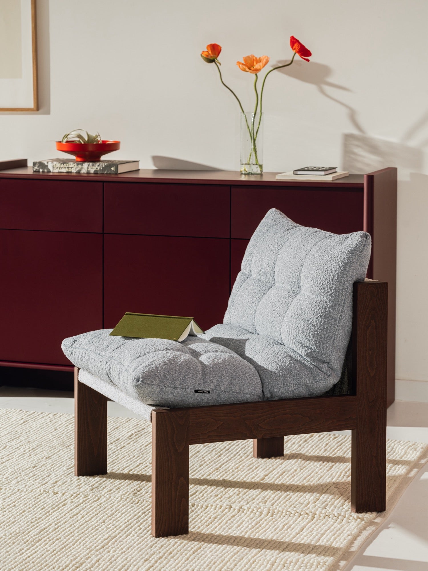 Huno - Sillón Lounge - Cocoa Brown & Baby Blue Bouclé