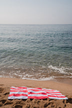 Su Beach Towel - Baby Blue & Red