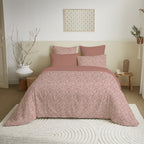 Complete Printed Pack (Duvet Cover + Pillowcase(s) + Fitted Sheet) - 100% Cotton 57 Thread Count - Celeste Peach