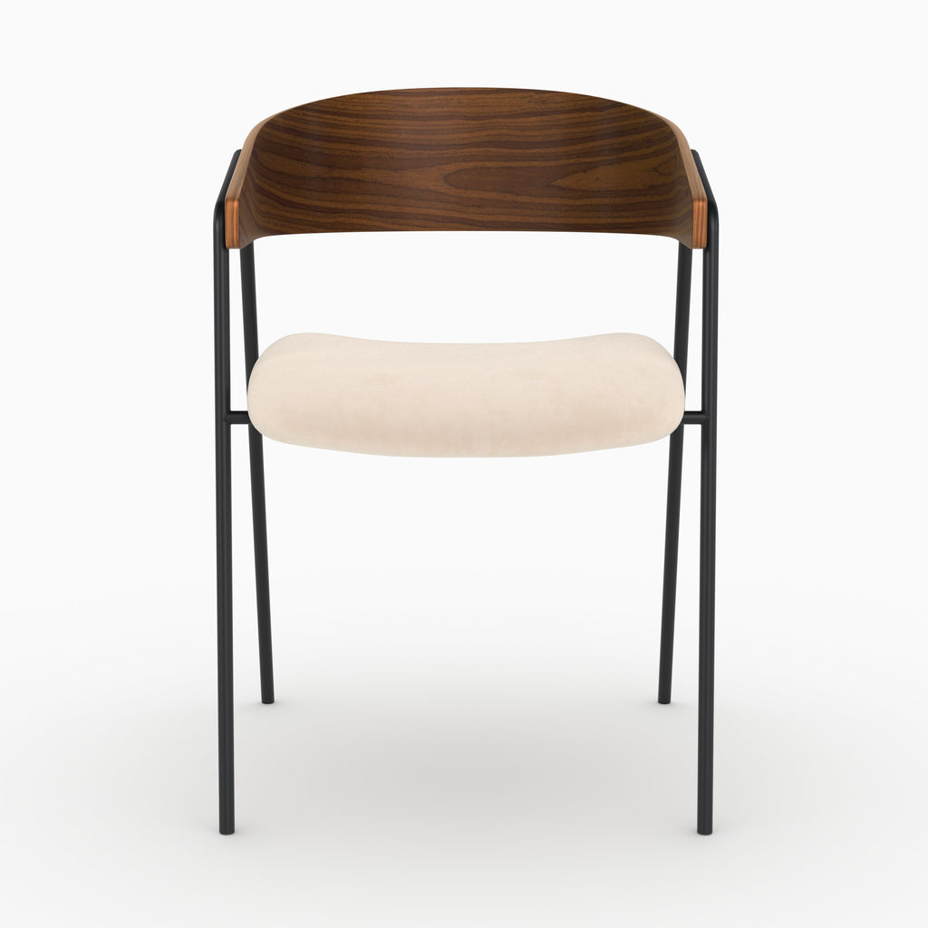 Esmée - Set of 2 Chairs in Off-White Velvet and Walnut Wood