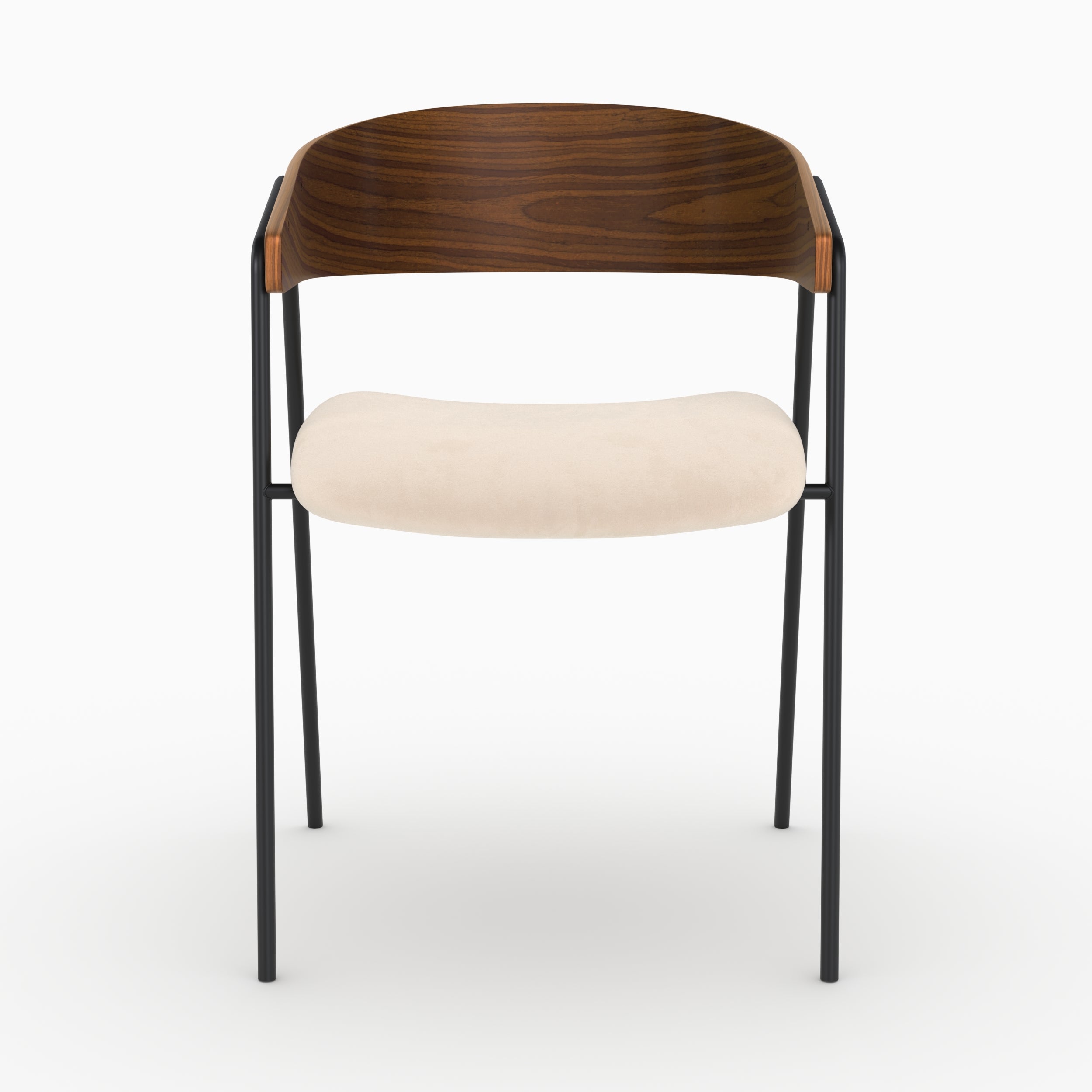Esmée - Set of 2 Chairs in Off-White Velvet and Walnut Wood
