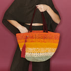 Cesta Stella L Rafia Arcoiris Naranja