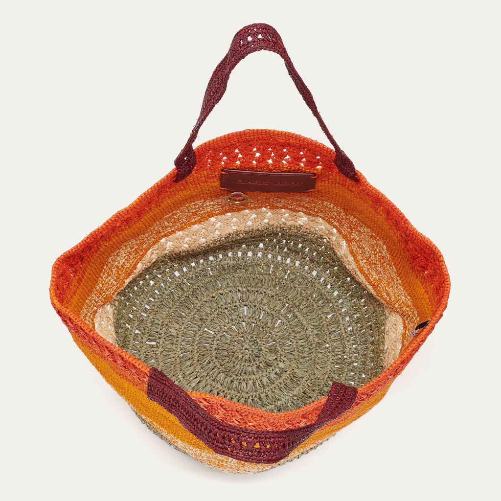 Cesta Stella L Rafia Arcoiris Naranja