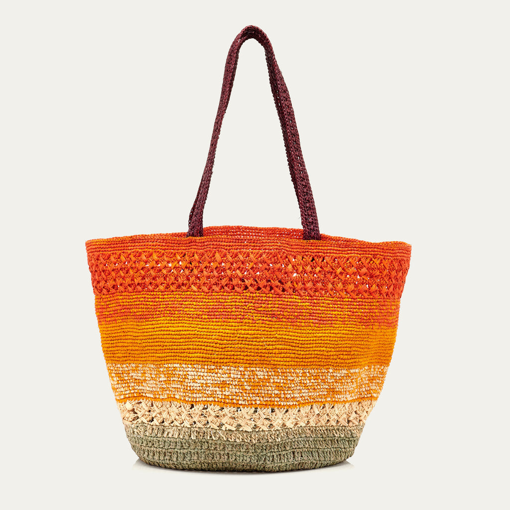 Cesta Stella L Rafia Arcoiris Naranja