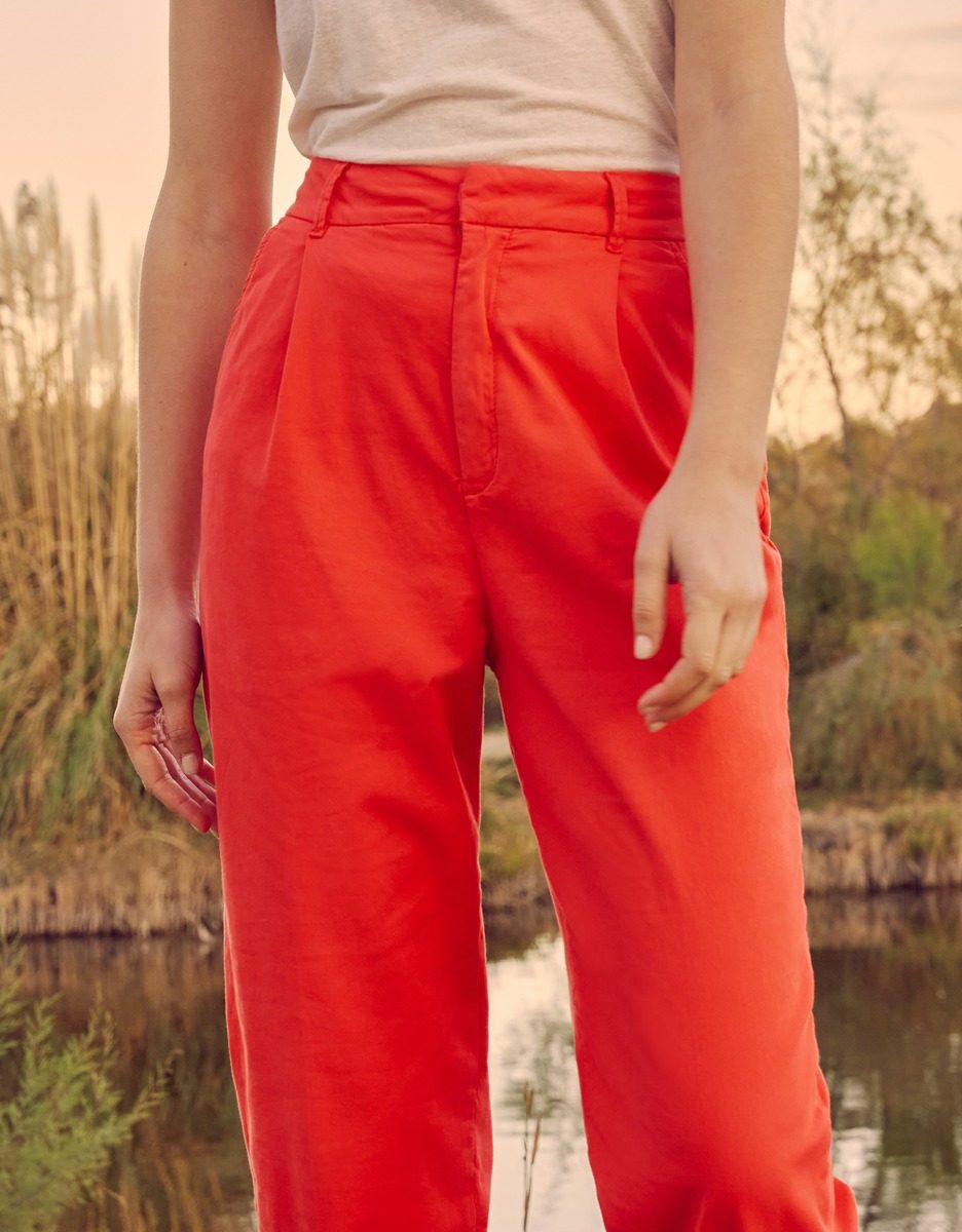 Pantalón chino cropped de cintura alta Amber - Flame - Mujer