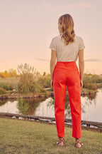 Pantalón chino cropped de cintura alta Amber - Flame - Mujer