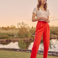 Pantalón chino cropped de cintura alta Amber - Flame - Mujer