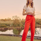 Pantalón chino cropped de cintura alta Amber - Flame - Mujer