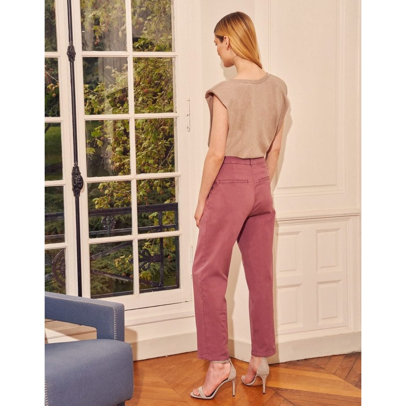 Pantalón Chino Highwaist Cropped Ambre - Purple Grey - Mujer