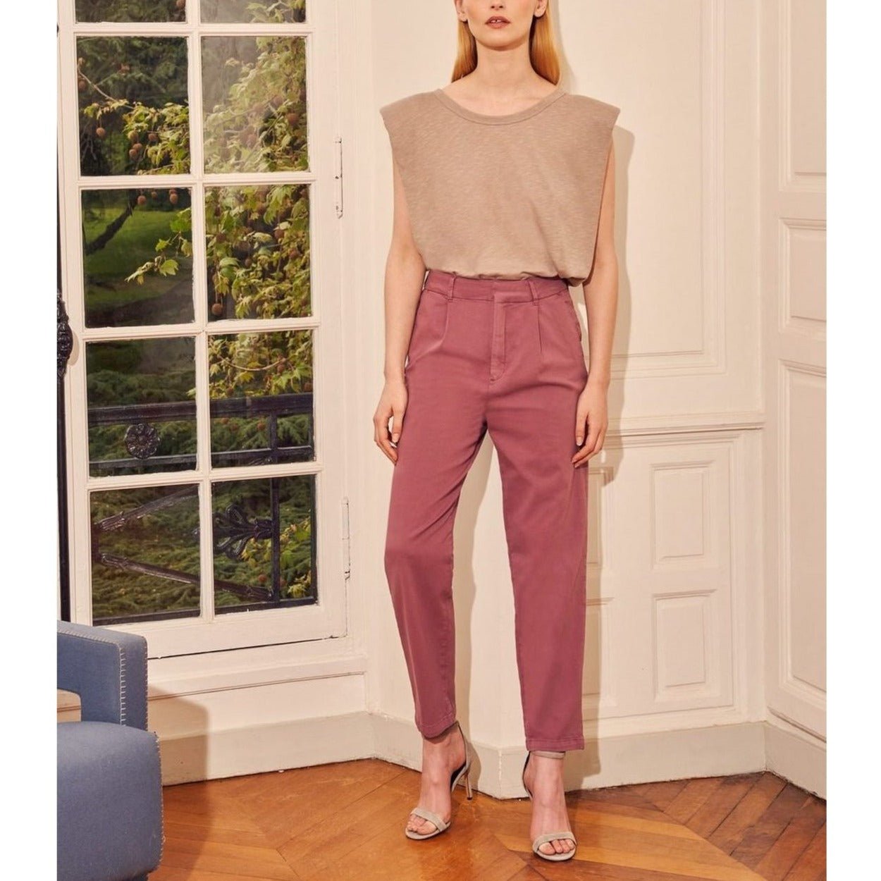 Pantalón Chino Highwaist Cropped Ambre - Purple Grey - Mujer