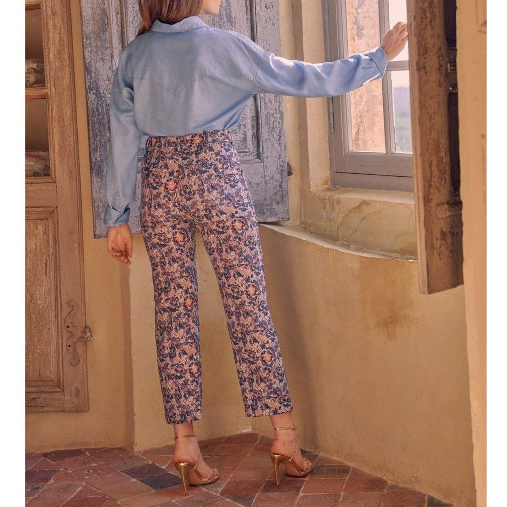 Pantalón Chino Sandy Highwaist Cropped Fancy - Vintage Garden - Mujer