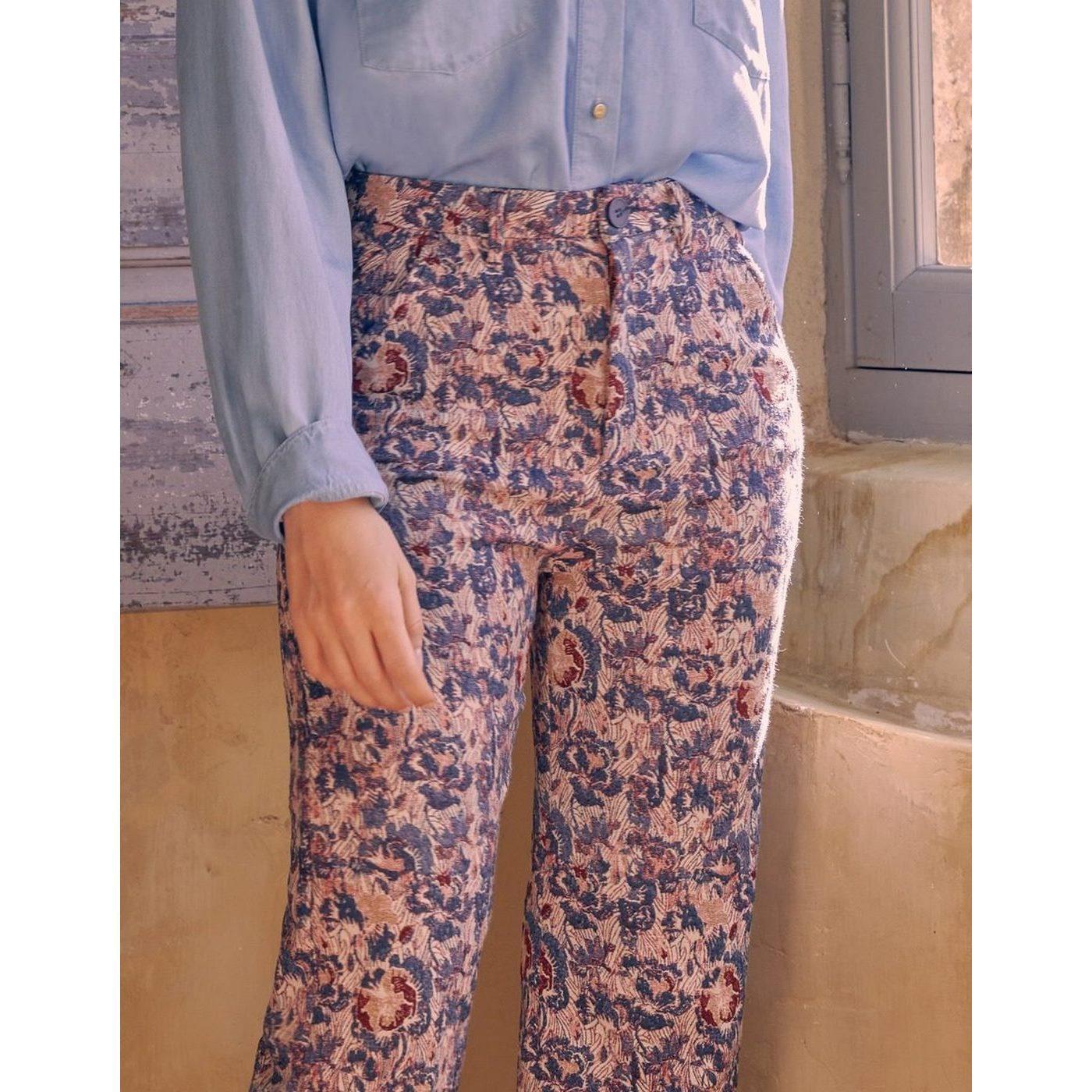 Pantalón Chino Sandy Highwaist Cropped Fancy - Vintage Garden - Mujer
