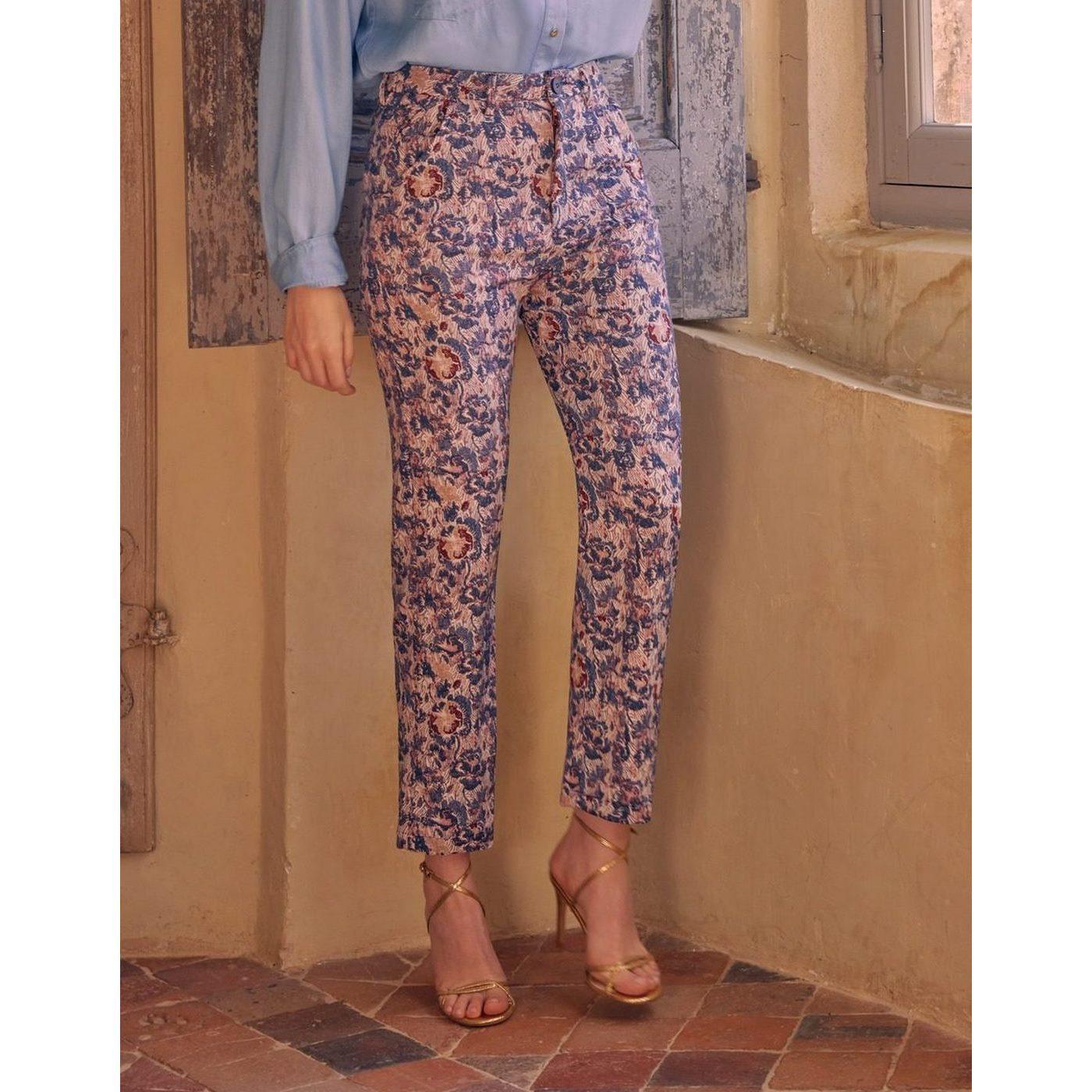 Pantalón Chino Sandy Highwaist Cropped Fancy - Vintage Garden - Mujer