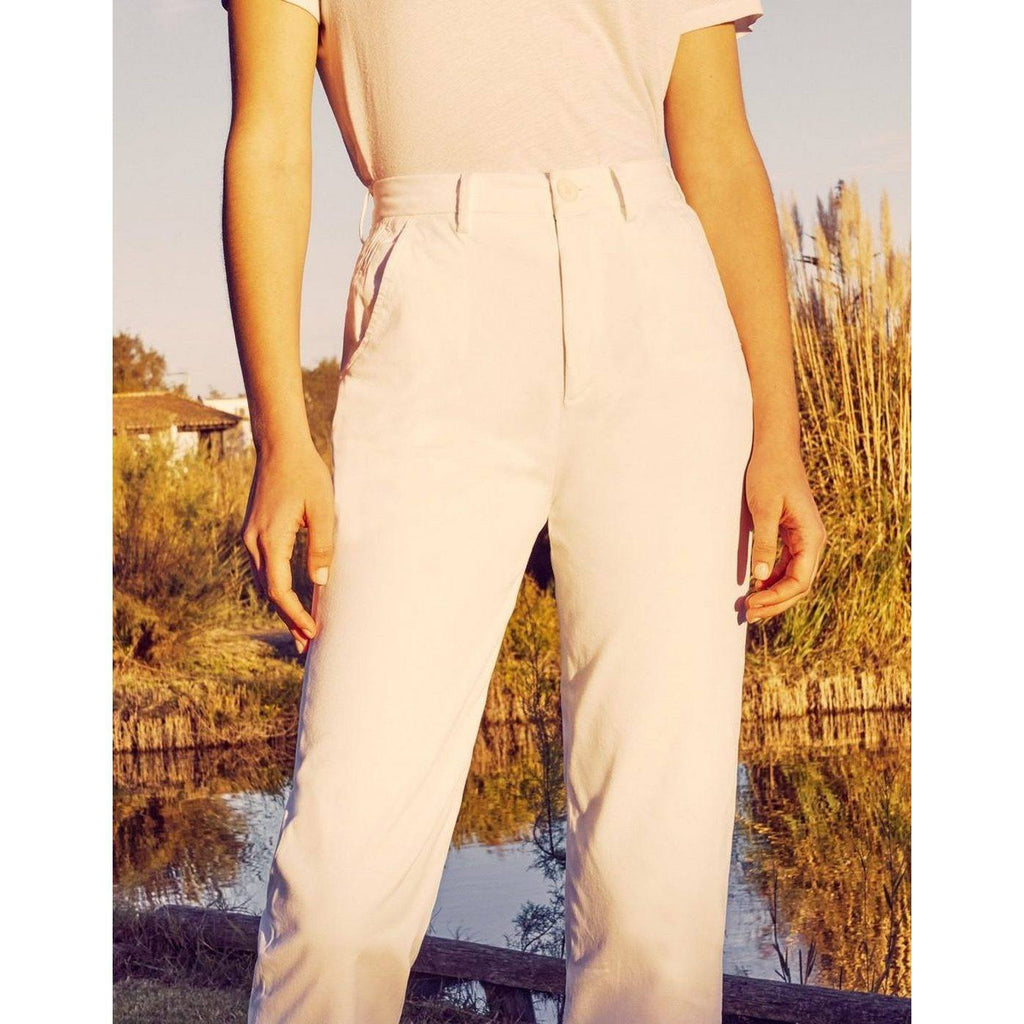 Cropped Highwaist Chino Trousers Sandy Highwaist - White - Women