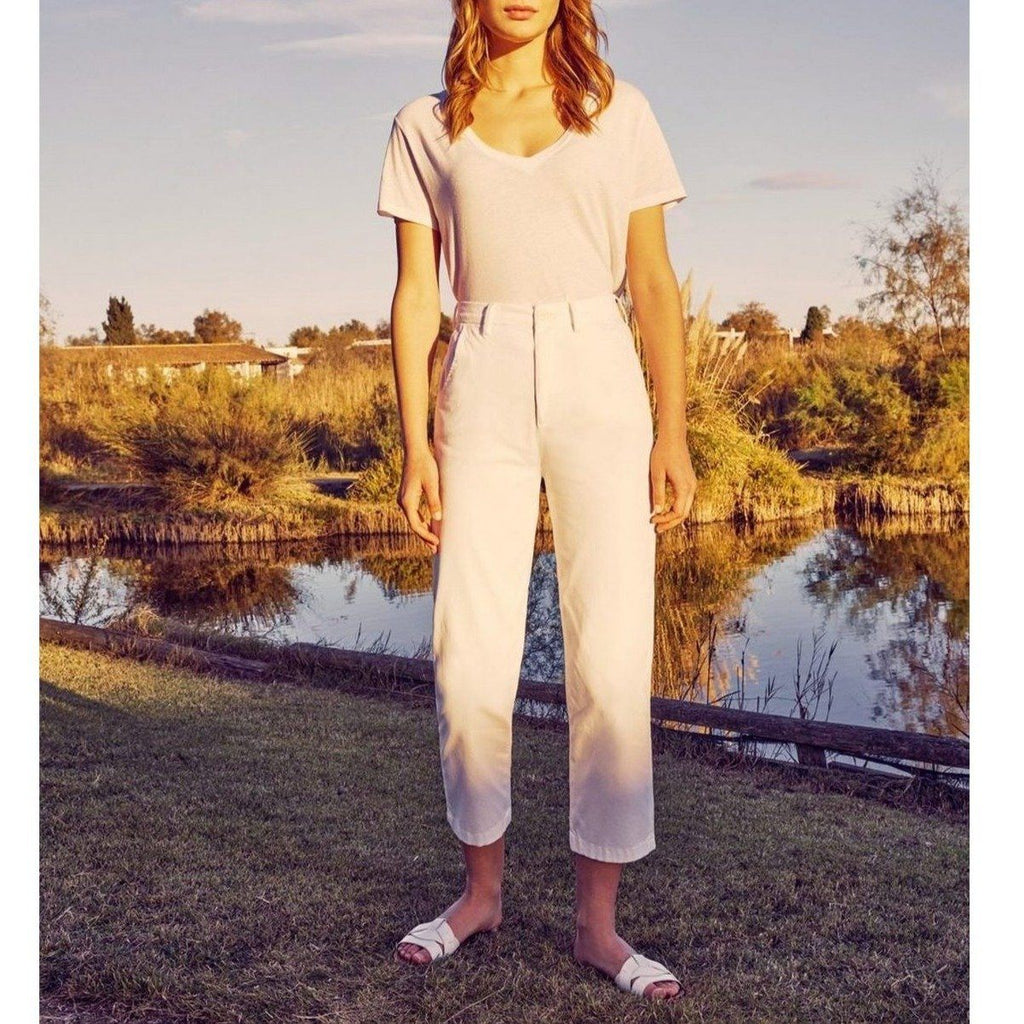 Cropped Highwaist Chino Trousers Sandy Highwaist - White - Women