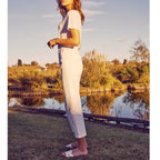 Cropped Highwaist Chino Trousers Sandy Highwaist - White - Women