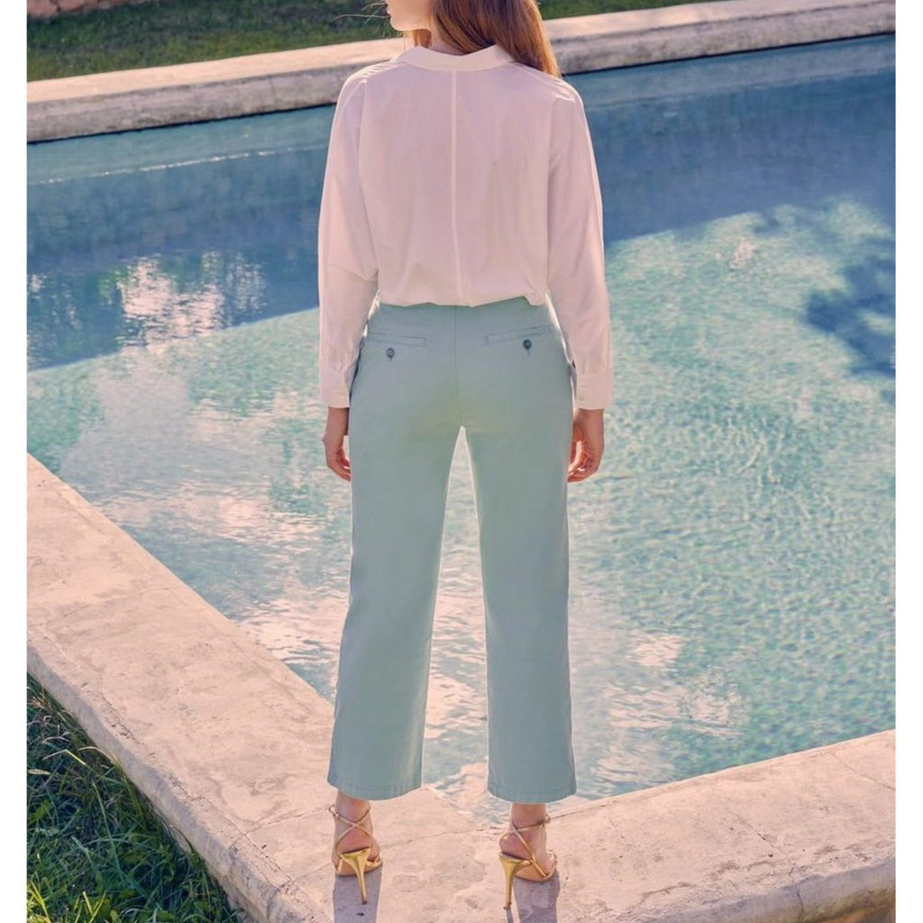 Highwaist Cropped Sandyhigh Chino Pants - Aqua - Women's