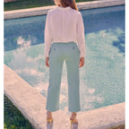 Highwaist Cropped Sandyhigh Chino Pants - Aqua - Women's