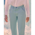 Highwaist Cropped Sandyhigh Chino Pants - Aqua - Women's