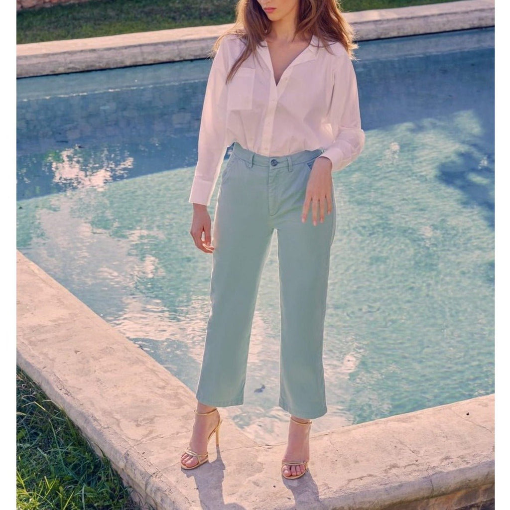 Highwaist Cropped Sandyhigh Chino Pants - Aqua - Women's