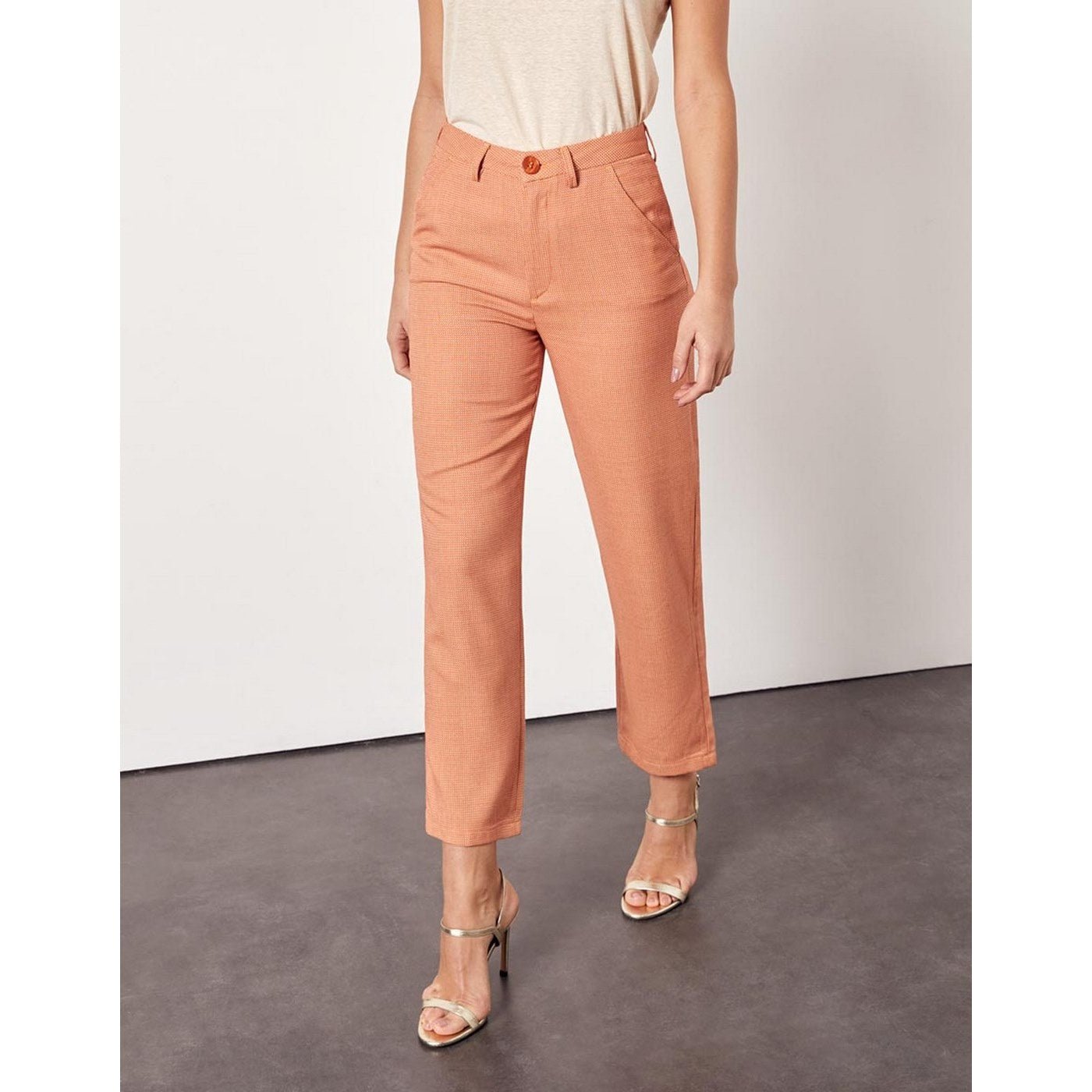 Pantalón chino cropped de cintura alta Sanhighcr - Vintage Geo