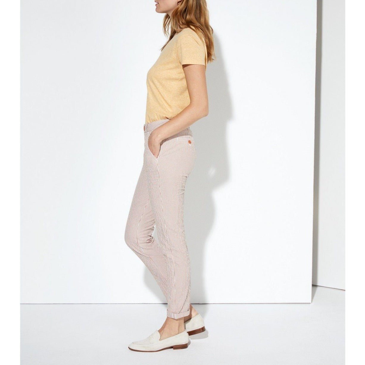 Sandy Fancy Chino Pants - Orange Stripes - Women