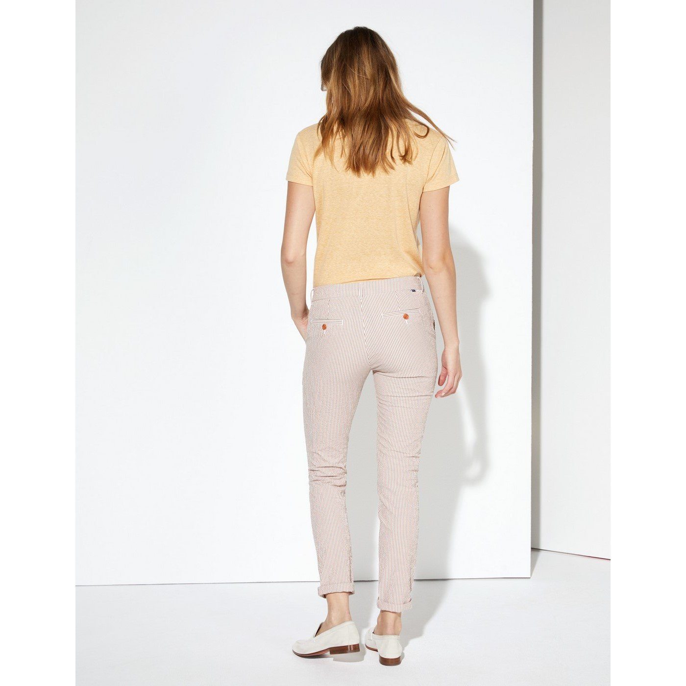 Sandy Fancy Chino Pants - Orange Stripes - Women