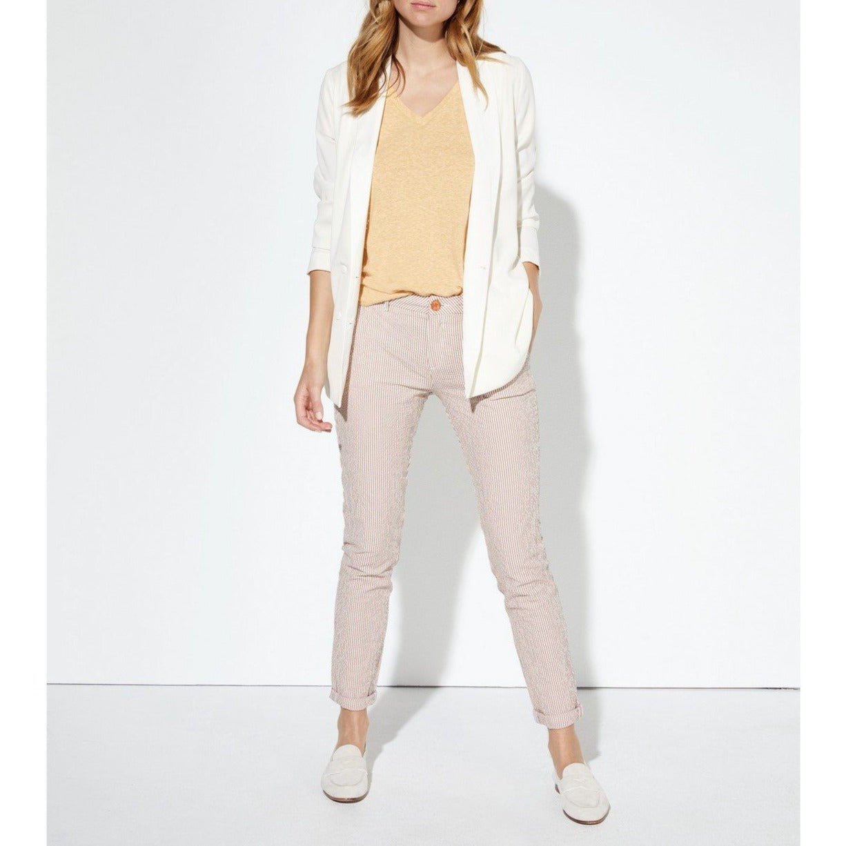 Sandy Fancy Chino Pants - Orange Stripes - Women
