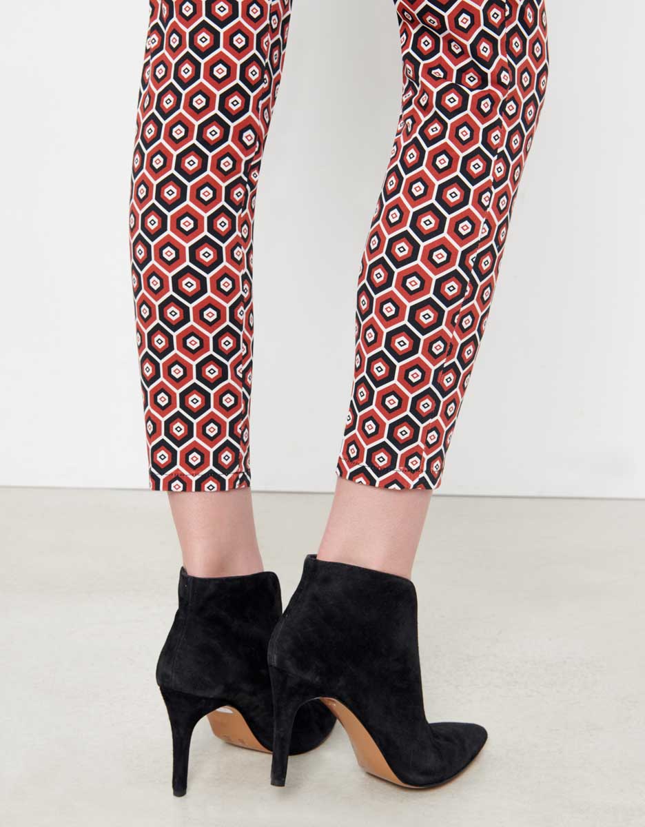 Sandy Printed Skinny Chino Pants - Red Tiles - Women's