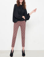 Sandy Printed Skinny Chino Pants - Red Tiles - Women's