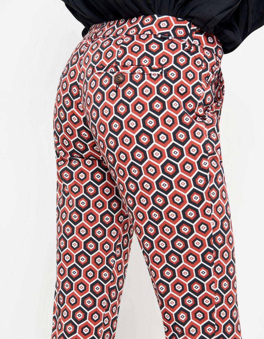 Sandy Printed Skinny Chino Pants - Red Tiles - Women's
