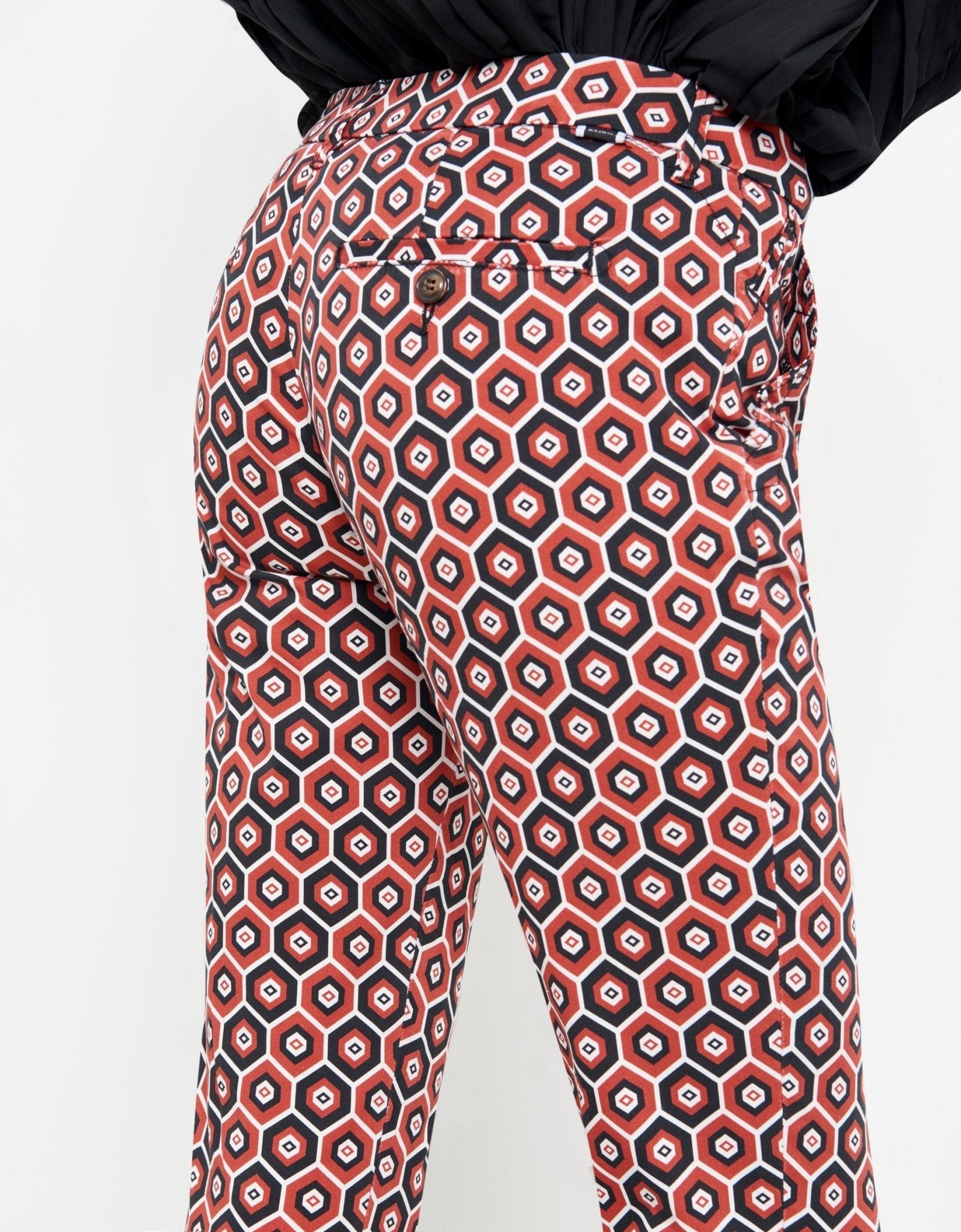 Sandy Printed Skinny Chino Pants - Red Tiles - Women's