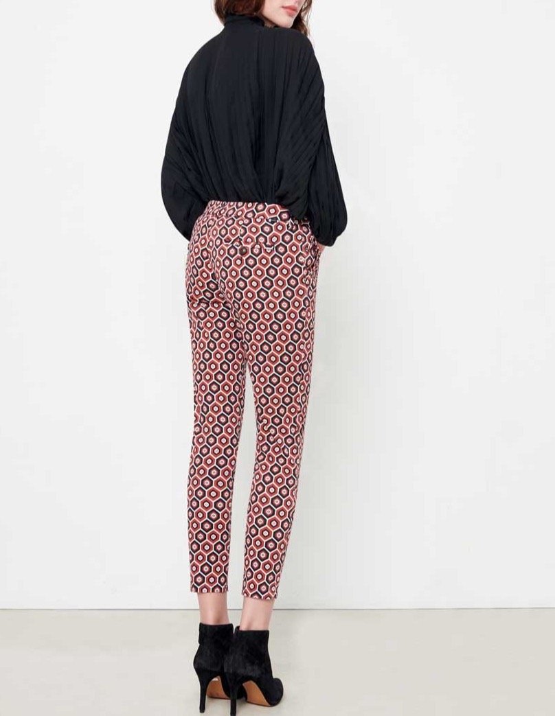 Sandy Printed Skinny Chino Pants - Red Tiles - Women's