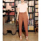 Cigarette Highwaist Avacolor Pants - Fired Brick