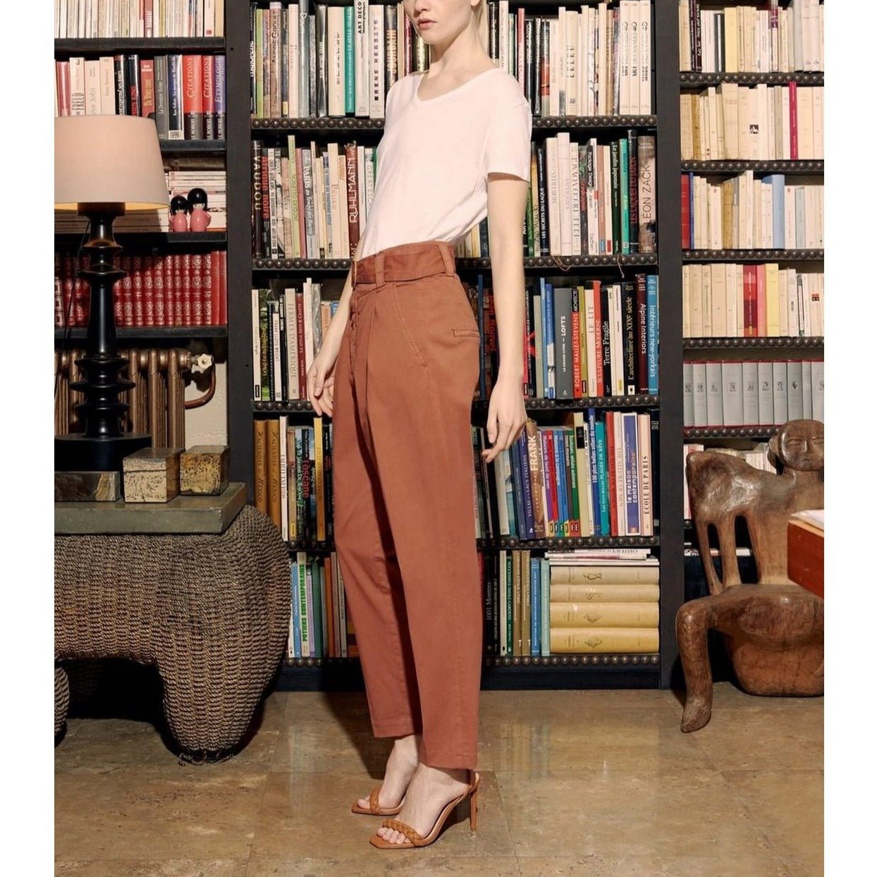 Cigarette Highwaist Avacolor Pants - Fired Brick