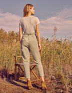 Cigarette Highwaist Cropped Trouser Ava Color - Basil - Women