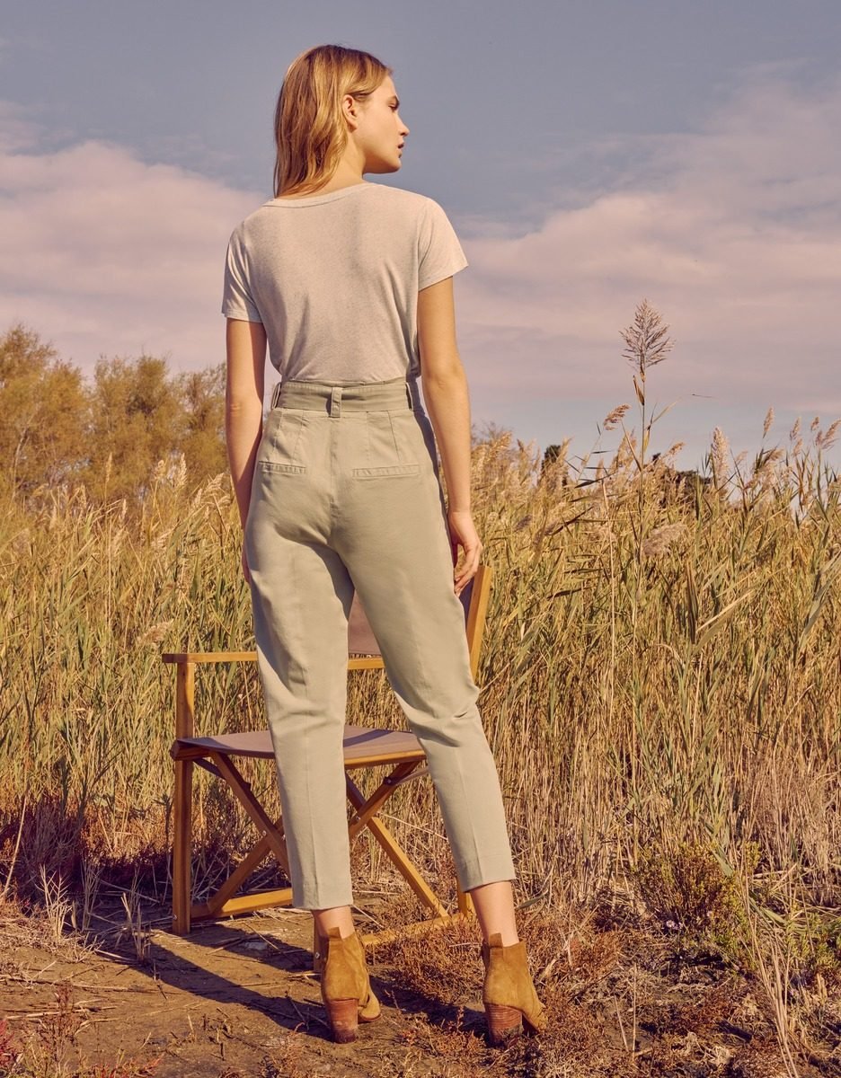 Cigarette Highwaist Cropped Trouser Ava Color - Basil - Women