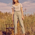 Cigarette Highwaist Cropped Trouser Ava Color - Basil - Women