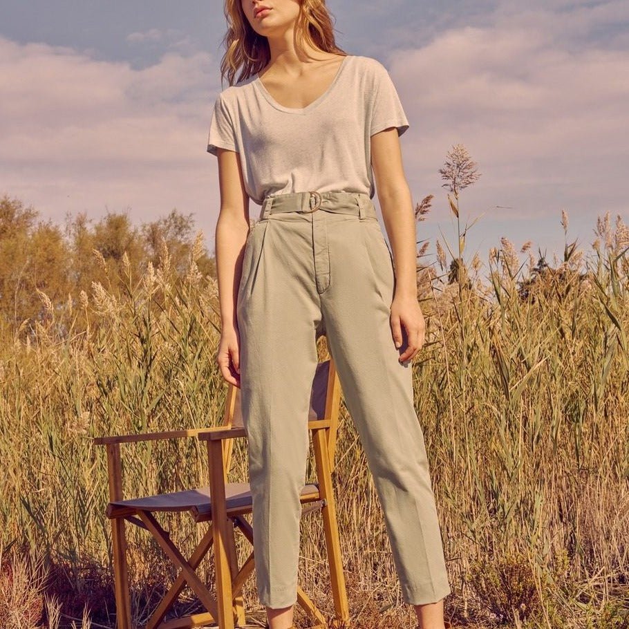 Cigarette Highwaist Cropped Trouser Ava Color - Basil - Women