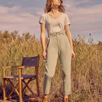 Cigarette Highwaist Cropped Trouser Ava Color - Basil - Women