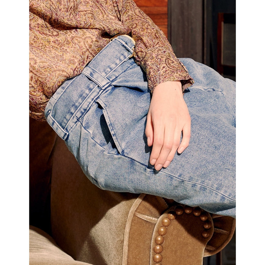 Pantalon Cigarette Highwaist Cropped Ava - Denim B-238 - Femme