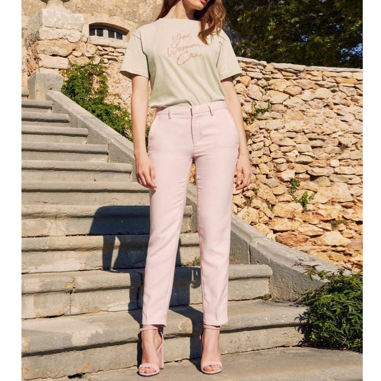 Pantalón Cigarette Liv Fancy - Baby Pink Tiles - Mujer