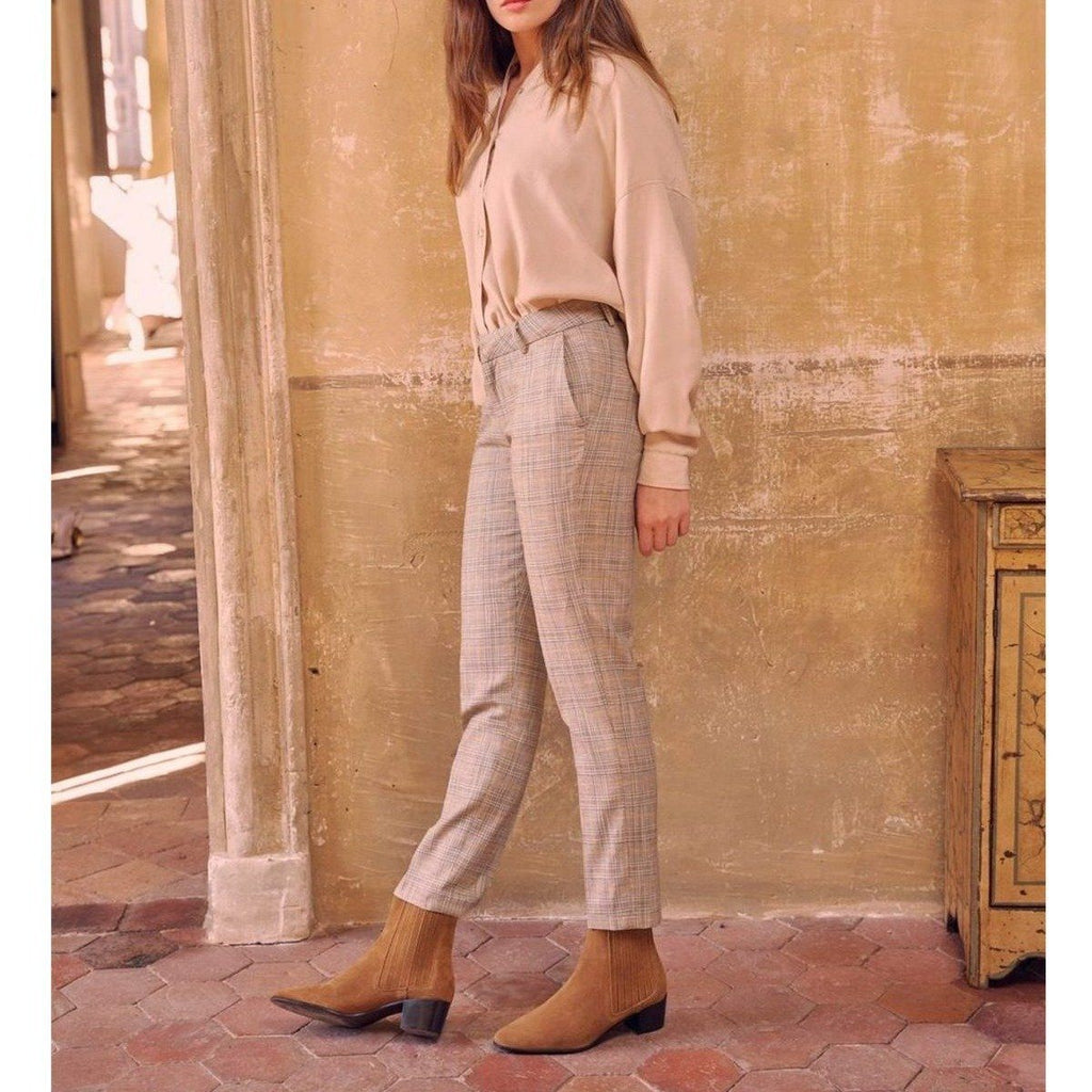 Liv Fancy Cigarette Trousers - Golden Tartan - Women's