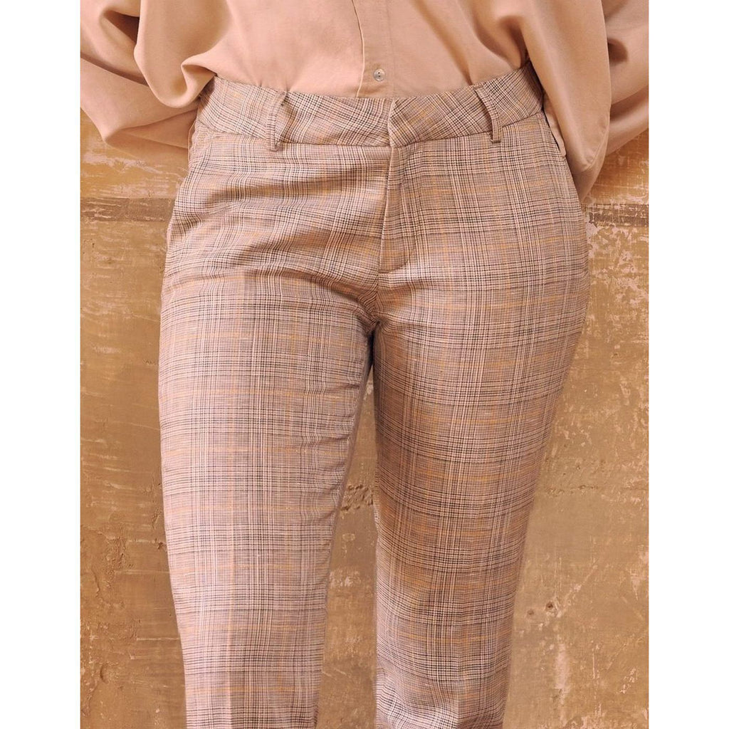 Liv Fancy Cigarette Trousers - Golden Tartan - Women's