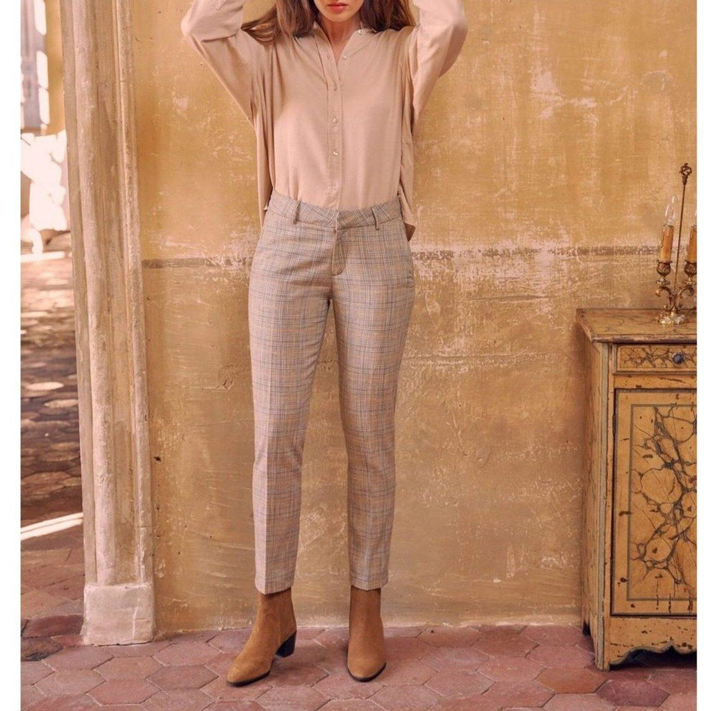 Liv Fancy Cigarette Trousers - Golden Tartan - Women's